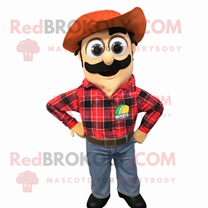 nan Enchiladas mascot costume character dressed with a Flannel Shirt and Bracelets
