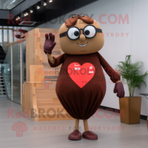 Brown Heart mascot costume character dressed with a Midi Dress and Sunglasses