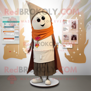 Tan Aglet mascot costume character dressed with a Leggings and Shawl pins