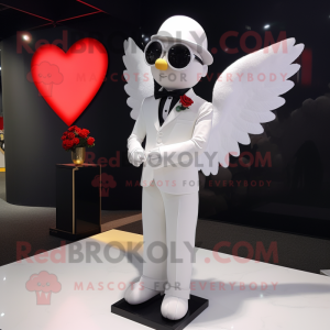 Hvid Amor maskot kostume...