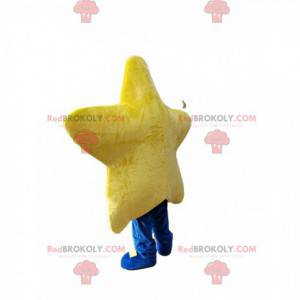Sorridente mascotte stella gialla. Costume da stella -