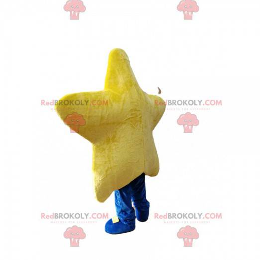 Smilende gul stjernemaskot. Stjernekostume - Redbrokoly.com