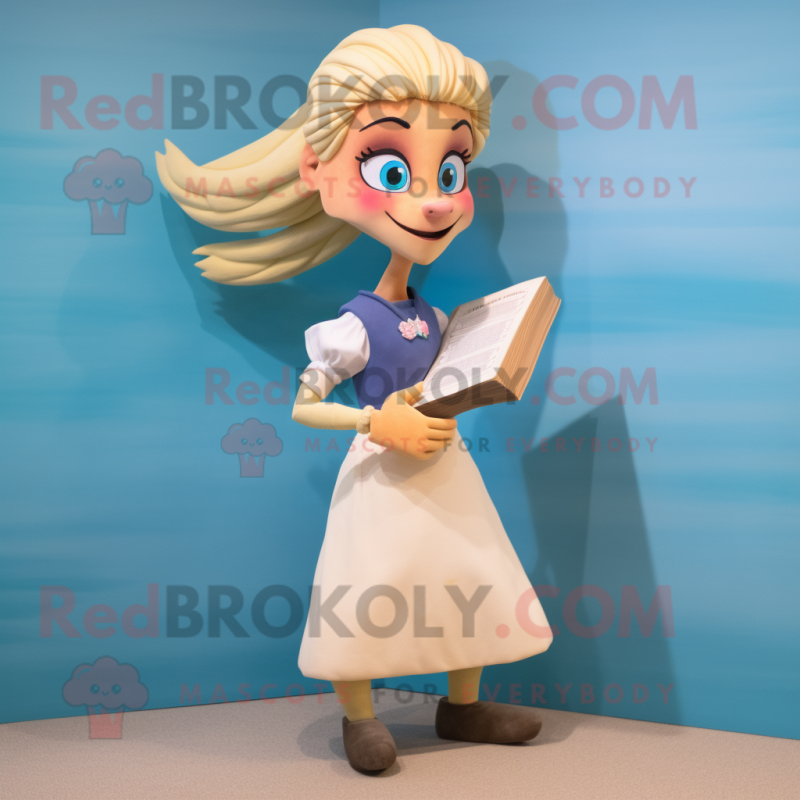 Tan Mermaid mascot costume character dressed with a Pencil Skirt and Scarf clips Tan Mermaid mascot costume character dressed with a Pencil Skirt and Scarf clips