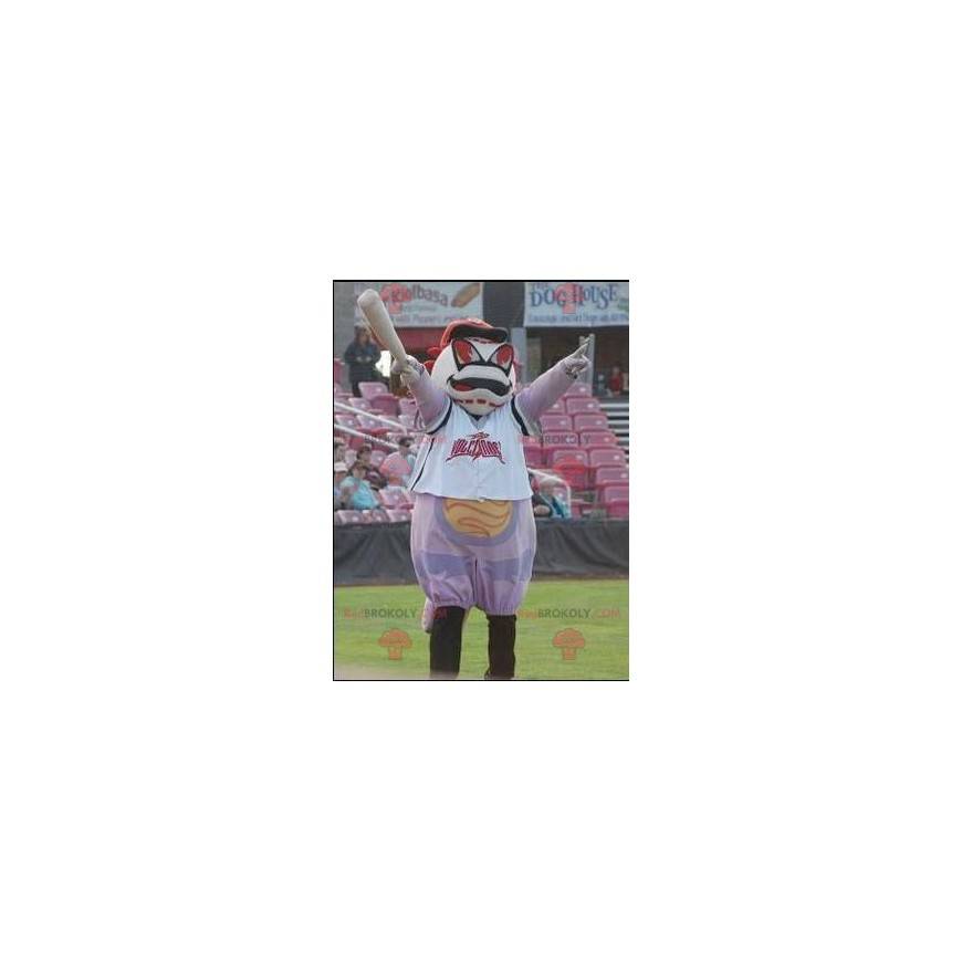 Mascota gigante de béisbol blanco y negro - Redbrokoly.com