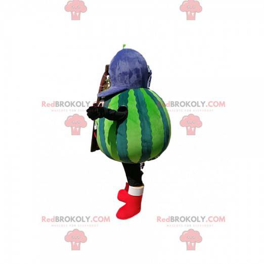 Vannmelon maskot med blå hette - Redbrokoly.com