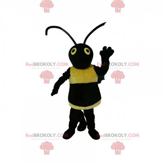 Sort og gul hvepsemaskot. Hveps kostume - Redbrokoly.com