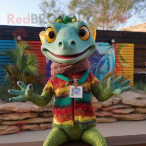 nan Geckos mascot costume character dressed with a Sweater and Keychains