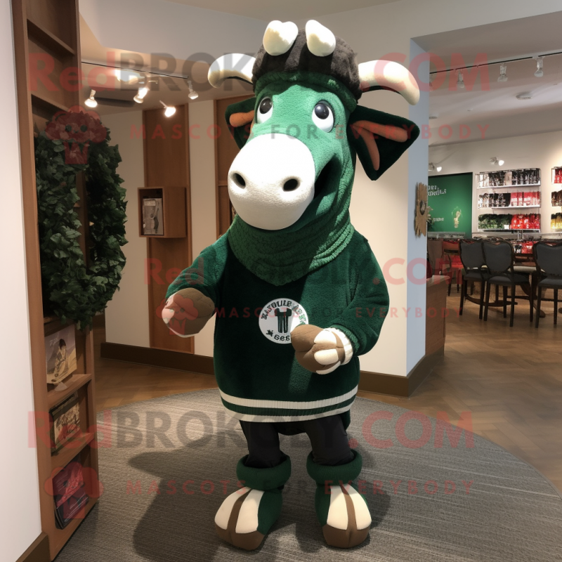 Forest Green Horseshoe mascot costume character dressed with a Sweater and Earrings Forest Green Horseshoe mascot costume character dressed with a Sweater and Earrings