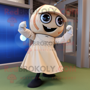 Tan Baseball Ball mascot costume character dressed with a A-Line Skirt and Smartwatches