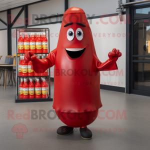 Rode fles ketchup mascotte...