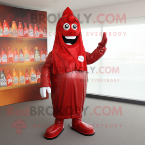 Rode fles ketchup mascotte...