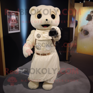 Beige kamera maskot kostume...