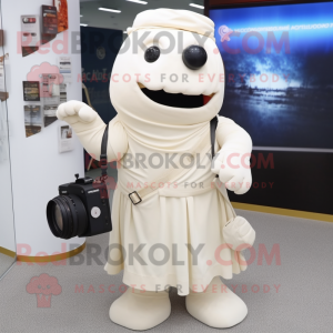 Beige kamera maskot kostume...