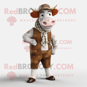 nan Guernsey Cow mascot costume character dressed with a Trousers and Berets