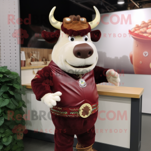 Maroon Beef Stroganoff mascot costume character dressed with a Rash Guard and Earrings