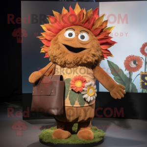Rust Bouquet Of Flowers mascot costume character dressed with a Graphic Tee and Wallets