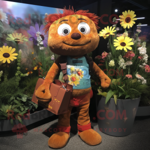 Rust Bouquet Of Flowers mascot costume character dressed with a Graphic Tee and Wallets