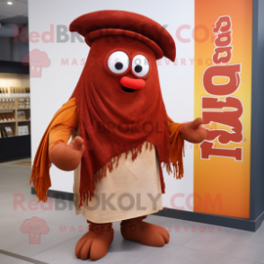 Rust Goulash mascot costume character dressed with a Shorts and Shawls