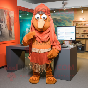 Rust Goulash mascot costume character dressed with a Shorts and Shawls