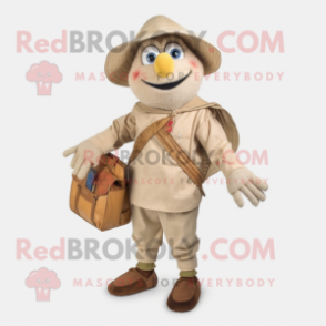 Beige Paella mascot costume character dressed with a Corduroy Pants and Wallets