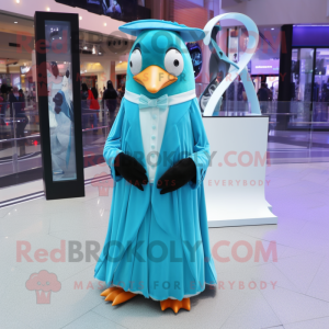 Cyan Penguin maskot drakt...