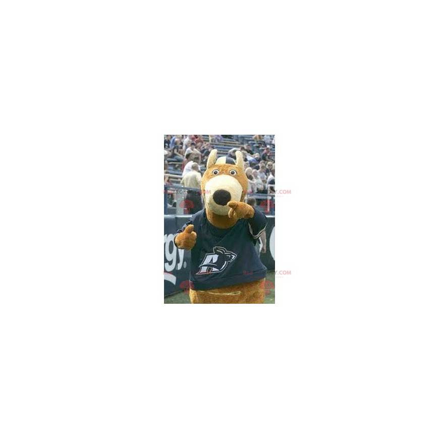 Mascota del oso pardo con una camiseta azul - Redbrokoly.com Mascota del oso pardo con una camiseta azul - Redbrokoly.com