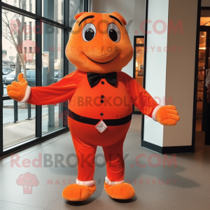 Red Orange mascot costume character dressed with a Turtleneck and Bow ties