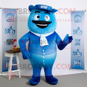 Blue Bbq Ribs mascot costume character dressed with a Bodysuit and Pocket squares