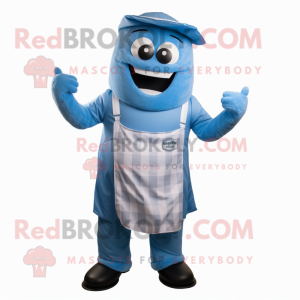 Blue Bbq Ribs mascot costume character dressed with a Bodysuit and Pocket squares