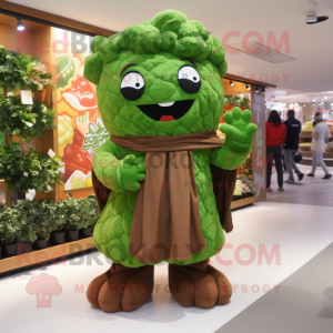 Brown Broccoli mascot costume character dressed with a Shorts and Scarf clips