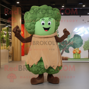 Brun Broccoli maskot kostym...