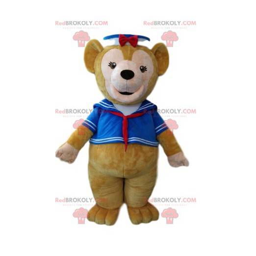 Mascotte d'oursonne brune en tenue de marine - Redbrokoly.com