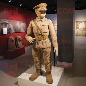 Beige Civil War Soldier mascot costume character dressed with a Corduroy Pants and Anklets