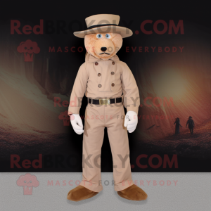 Beige Civil War Soldier mascot costume character dressed with a Corduroy Pants and Anklets