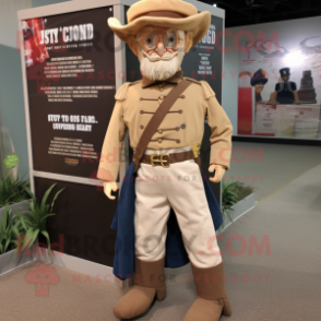Beige Civil War Soldier mascot costume character dressed with a Corduroy Pants and Anklets