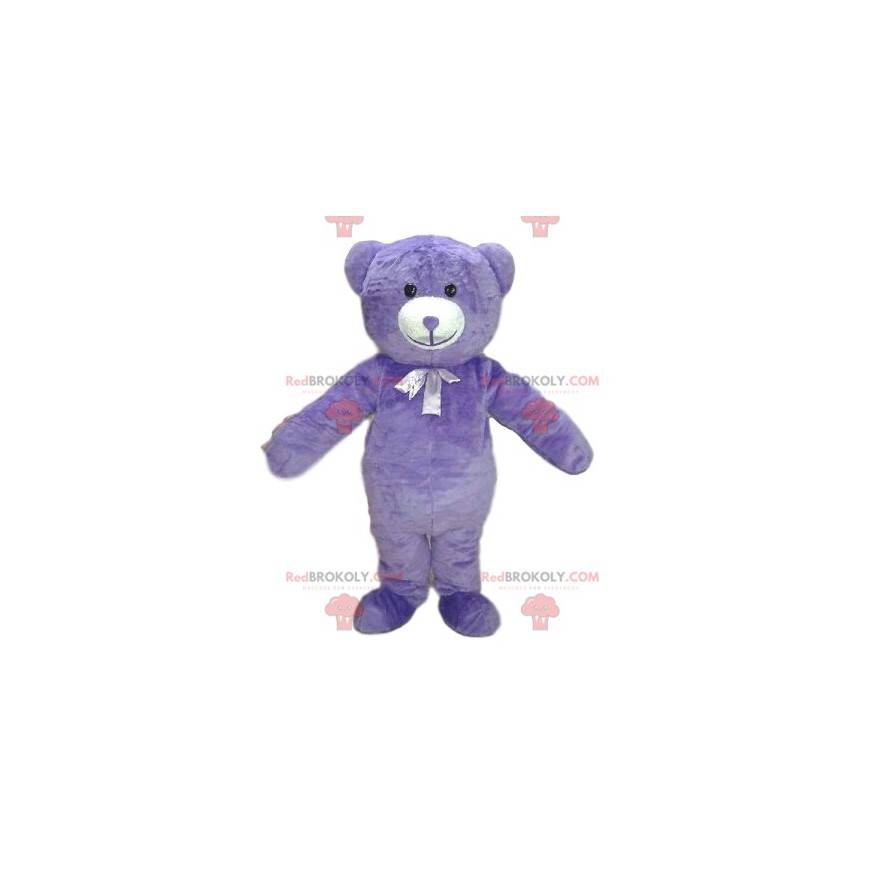 Mascote urso roxo muito fofo. Fantasia de ursinho de pelúcia -