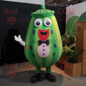 Forest Green Watermelon mascot costume character dressed with a Dress Shirt and Foot pads