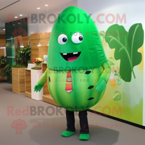 Forest Green Watermelon mascot costume character dressed with a Dress Shirt and Foot pads