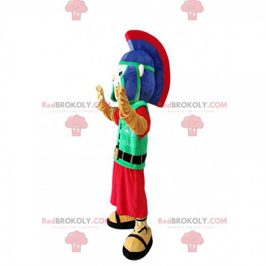 Mascotte guerriero romano con il suo elmo blu. - Redbrokoly.com