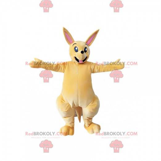 Lys beige kænguru-maskot. Kænguru-kostume - Redbrokoly.com