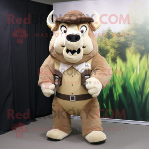 Beige Bison mascotte...