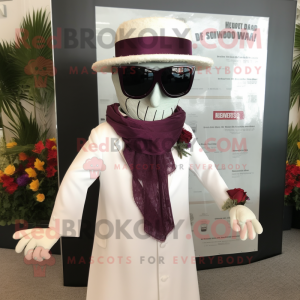 Maroon Graveyard mascot costume character dressed with a Wedding Dress and Sunglasses