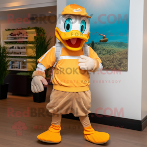 Tan Duck maskot kostume...