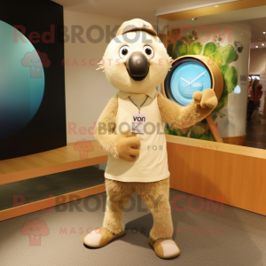 Beige Kiwi mascotte kostuum...