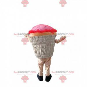 Rosa cup-cake maskot. Cupcake kostym - Redbrokoly.com