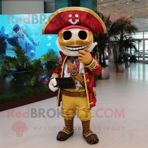 Gold Pirate maskot kostume...