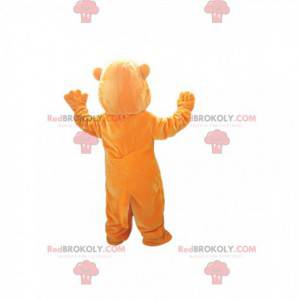 Very smiling orange beaver mascot. Beaver costume -