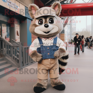 Beige Raccoon maskot kostym...