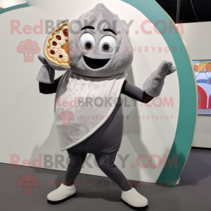 Grijze Pizza Slice mascotte...