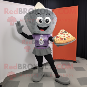 Grijze Pizza Slice mascotte...